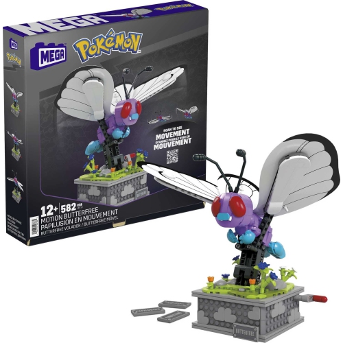 Image 1 de 6.. MEGA Pokémon, Motion Butterfree avec 605 pièces, 7&nbsp;po de hauteur, ailes mobiles, collection pour enfants ou adultes.