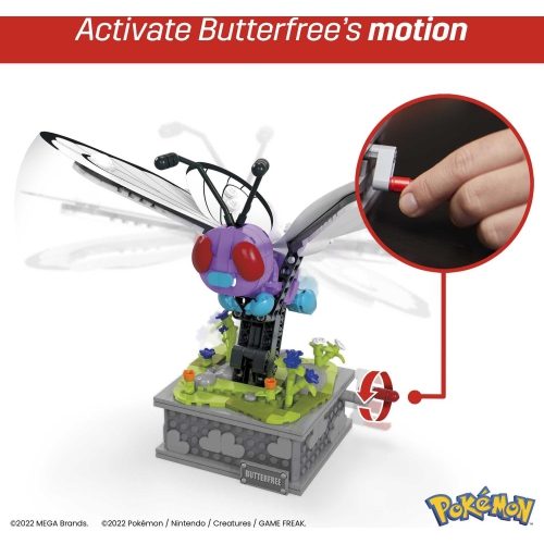 MEGA Pokémon, Motion Butterfree avec 605 pièces, 7&nbsp;po de hauteur, ailes mobiles, collection pour enfants ou adultes.