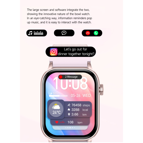 TUTT Smartwatch for Men Women 1.95” AMOLED Screen | Flashlight BT Call Health and Fitness Tracking | K8 Smart Watch