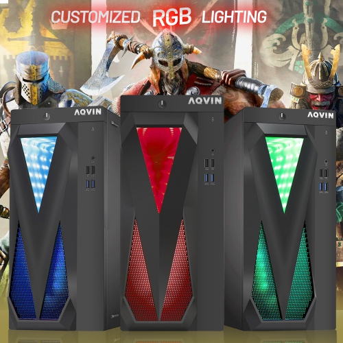 Remis à neuf - Ordinateur de jeu RVB en tour AQVIN InfinityLite - GeForce GTX 1050 Ti de NVIDIA - Intel i7 - RAM 32 Go - SSD 1 To - Windows