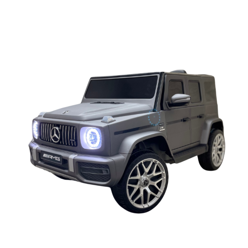 KidsVIP Kids Ride On Mercedes Benz G63 Matte Grey 12V Battery Powered Remote Control Electric Car: Rubber Wheels, 1 Leather Seat, Music Player, Lights