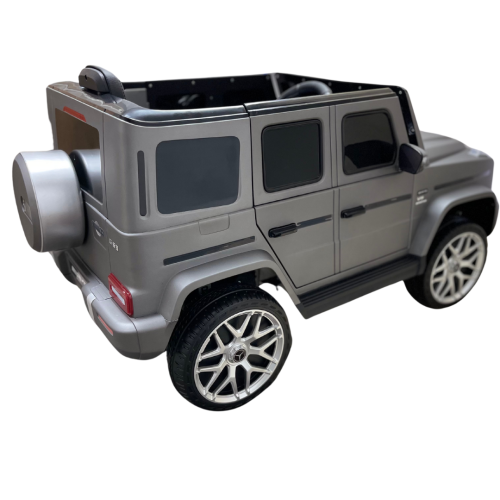KidsVIP Kids Ride On Mercedes Benz G63 Matte Grey 12V Battery Powered Remote Control Electric Car: Rubber Wheels, 1 Leather Seat, Music Player, Lights