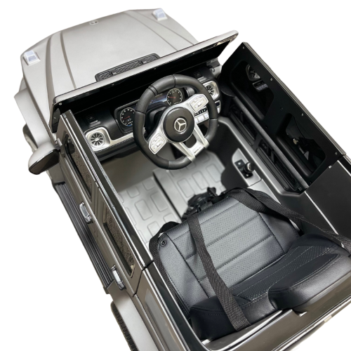 KidsVIP Kids Ride On Mercedes Benz G63 Matte Grey 12V Battery Powered Remote Control Electric Car: Rubber Wheels, 1 Leather Seat, Music Player, Lights