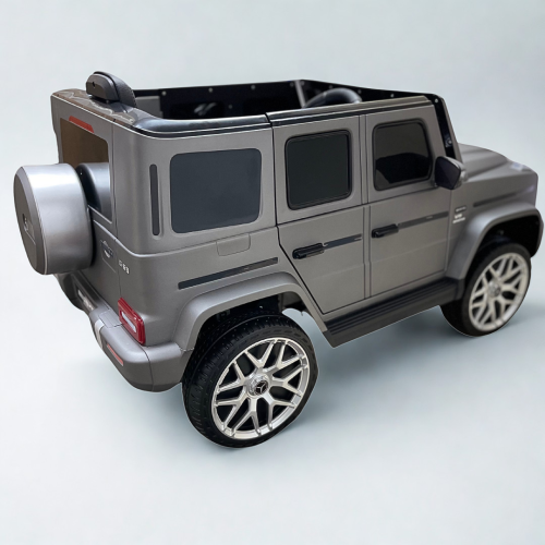 KidsVIP Kids Ride On Mercedes Benz G63 Matte Grey 12V Battery Powered Remote Control Electric Car: Rubber Wheels, 1 Leather Seat, Music Player, Lights