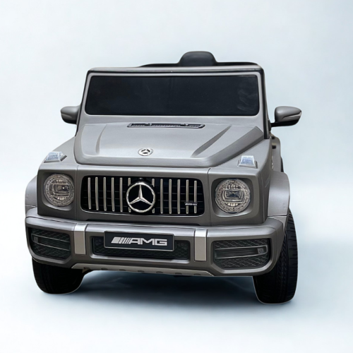 KidsVIP Kids Ride On Mercedes Benz G63 Matte Grey 12V Battery Powered Remote Control Electric Car: Rubber Wheels, 1 Leather Seat, Music Player, Lights