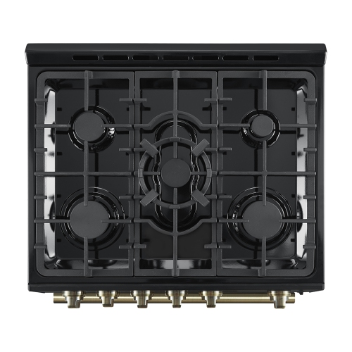 Forno Leonardo Espresso 30" Black Gas Range, 5 Burners, 39 500 BTU, 5 cu.ft. Convection Oven