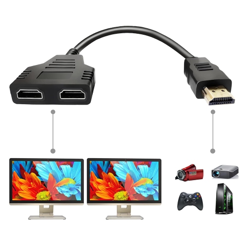 HDMI Splitter Adapter Cable - HDMI Splitter 1 in 2 Out HDMI Male to Dual HDMI Female 1 to 2 Way for HDMI HD, LED, LCD, TV, Support Two The Same TVs a