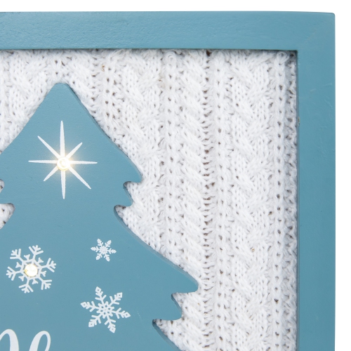 Art mural texturé «&nbsp;Happy Holidays Christmas Tree&nbsp;» avec tricot à mailles torsadées - 12&nbsp;po