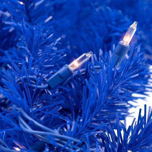 Pre-Lit Artificial Pine Christmas Garland - 9' - Royal Blue - Clear Lights