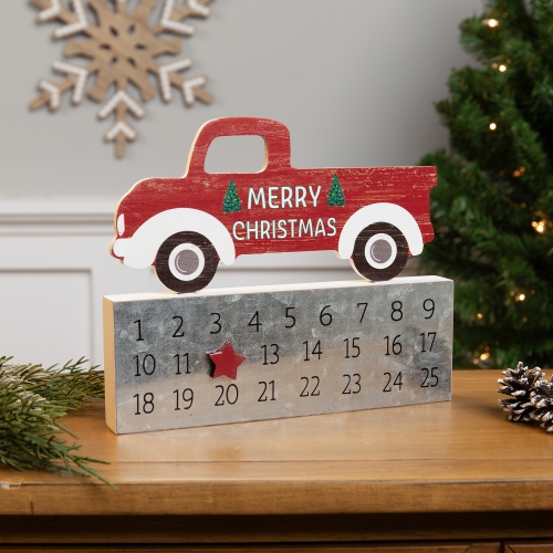 Merry Christmas Truck Wooden Advent Calendar - 9"