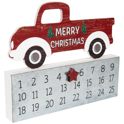 Calendrier de l'Avent en bois Merry Christmas Truck - 9 po