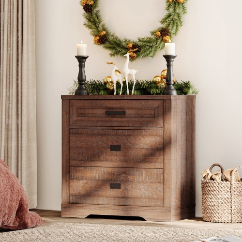 WAMPAT Dresser for Kids Bedroom with 3 Drawers, Dressers with Wide Chest of Drawers, Farmhouse Modern Wooden Closet Storage Organizer, Small Nursery,