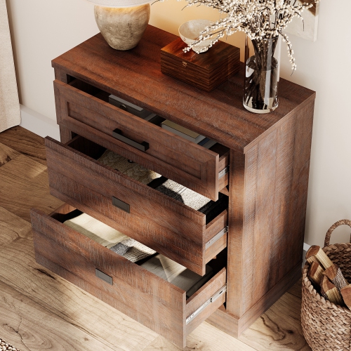 WAMPAT Dresser for Kids Bedroom with 3 Drawers, Dressers with Wide Chest of Drawers, Farmhouse Modern Wooden Closet Storage Organizer, Small Nursery,