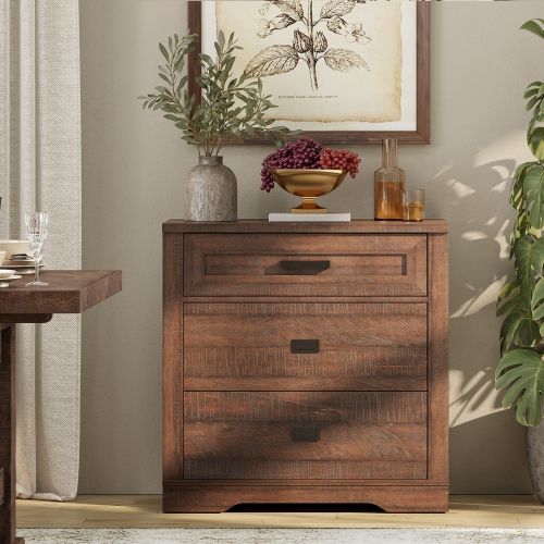 WAMPAT Dresser for Kids Bedroom with 3 Drawers, Dressers with Wide Chest of Drawers, Farmhouse Modern Wooden Closet Storage Organizer, Small Nursery,