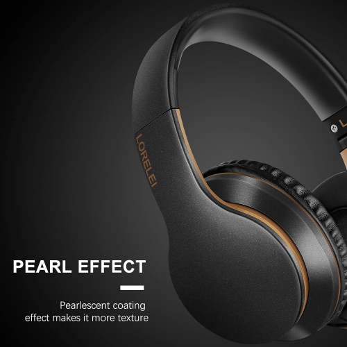 Over-Ear Headphones with Microphone, Lightweight Foldable & Portable Stereo Bass Headphones, Wired Headphones for Smartphone Tablet MP3, Black-gold