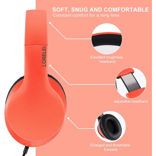 Over-Ear Headphones with Microphone, Lightweight Foldable & Portable Stereo Bass Headphones, Wired Headphones for Smartphone Tablet MP3,Vitality