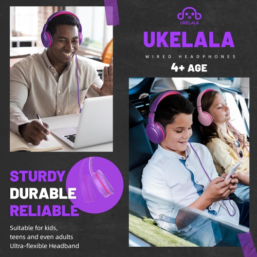 Wired Headphones for kids Stereo Folding over ear headphones with 4.14 ft NO-Tangle cord for toddler adults On Ear headphones for PC phone computer