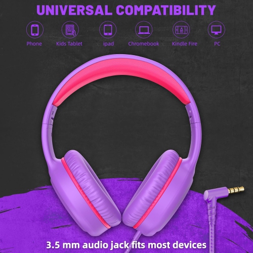 Wired Headphones for kids Stereo Folding over ear headphones with 4.14 ft NO-Tangle cord for toddler adults On Ear headphones for PC phone computer