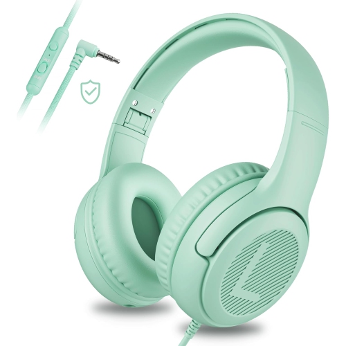 Kids Headphones Wired Toddler Headphones with Microphone, Over-Ear Headphones, 3.5mm Jack, Foldable On-Ear,Green