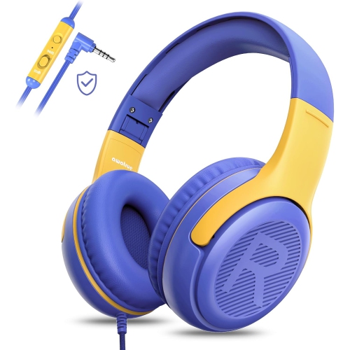 Kids Headphones Wired Toddler Headphones with Microphone, Over-Ear Headphones, 3.5mm Jack, Foldable On-Ear,Purple