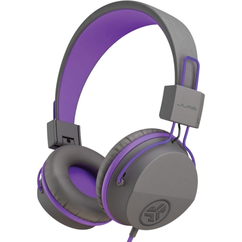 On-Ear Kids Wired Headphones, Toddler Headphones, Studio Volume Safe, Folding, Adjustable, Noise Isolation, with Mic, Purple/Gray