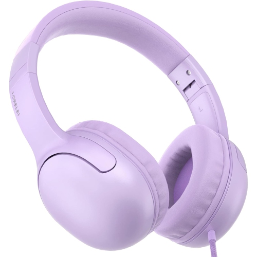Wired Headphones for Kids Foldable Jack Tangle Free Nylon Wire Stereo On Ear Headsets for Kids/Children/School/Tablet/Ipad/Kiddle, Purple