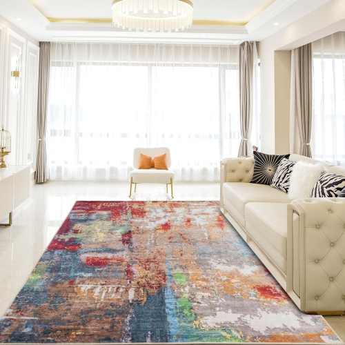 NIERBO  Mordern Area Rug, Non-Slip Washable Low Pile Soft Lightweight Thin Carpet Rugs for Bedroom Living Room Kitchen Indoor Home Décor - 4 X 6 Feet