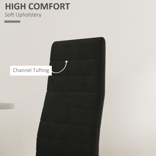 HOMCOM Modern Dining Chairs Set of 4, Upholstered Velvet Fabric Kitchen Chairs with Channel Tufting and Metal Legs for Living Room, Dining Room,