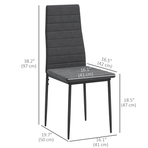 HOMCOM Modern Dining Chairs Set of 4, Upholstered Velvet Fabric Kitchen Chairs with Channel Tufting and Metal Legs for Living Room, Dining Room,