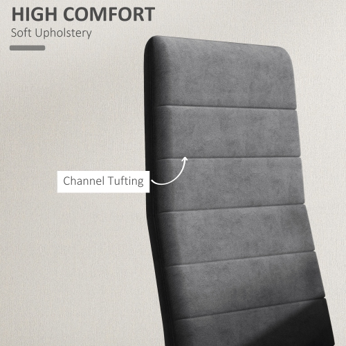 HOMCOM Modern Dining Chairs Set of 4, Upholstered Velvet Fabric Kitchen Chairs with Channel Tufting and Metal Legs for Living Room, Dining Room,