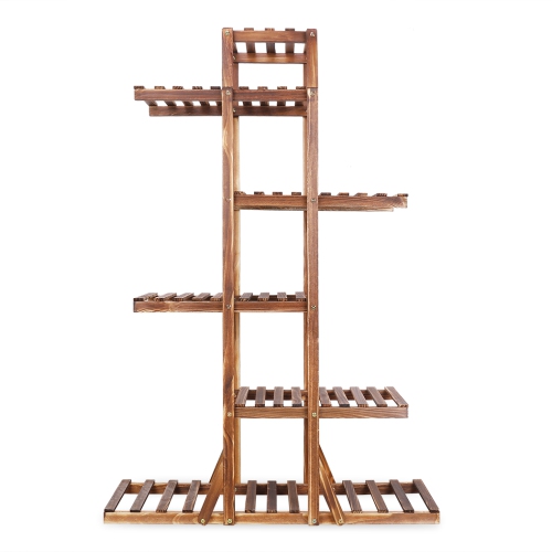 UNHO  6 Tiered Vertically Wood Plant Stand Outdoor Indoor Flower Pot Rack Bonsai Display Bench Patio Shelf Porch