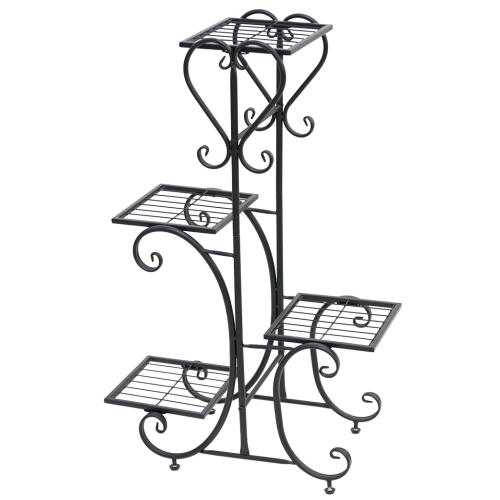 UNHO 4 Tiers Metal Wrought Iron Plant Stand Outdoor Garden Flower Display Rack Potted Shelf Holder Home Decoration