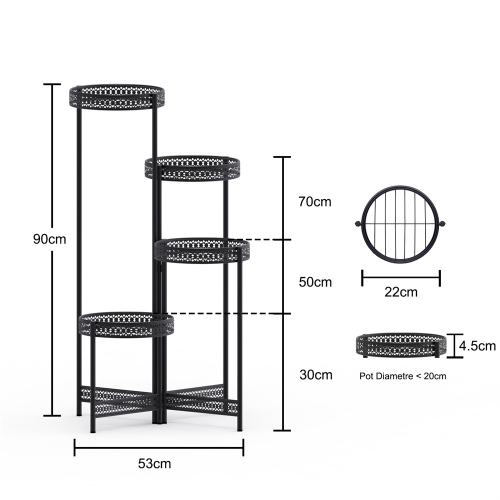 UNHO 4 Tier Foldable Planter Flower Pots Holder Garden Patio Decoration Metal Plants Rack Stand for Home