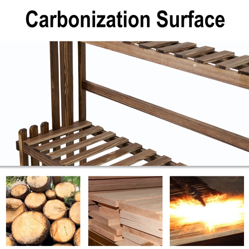 UNHO Large Heavy Duty Wood Plant ladder 3 Tier Patio Flower Holder Kitchen Decorative Shelf for Garden Lawn