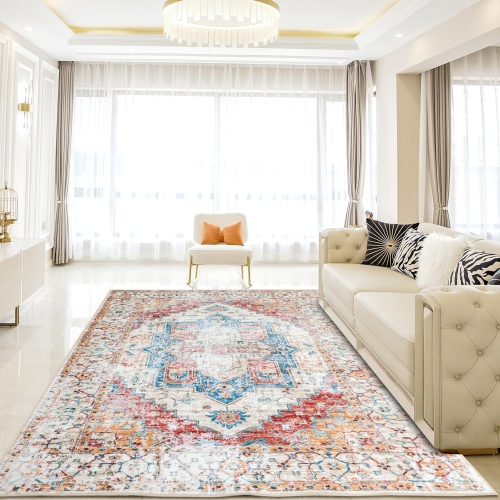 NIERBO  Mordern Area Rug, Non-Slip Washable Low Pile Soft Lightweight Thin Carpet Rugs for Bedroom Living Room Kitchen Indoor Home Décor - 4 X 6 Feet