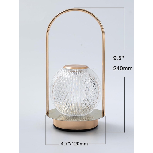 Cordless Lamp Crystal Battery Operated Lamp,Night Light for Livingroom, Bedroom,Kidsroom,Outdoor,Restaurant,Nightstand, Wireless Rechargeable Dimmable