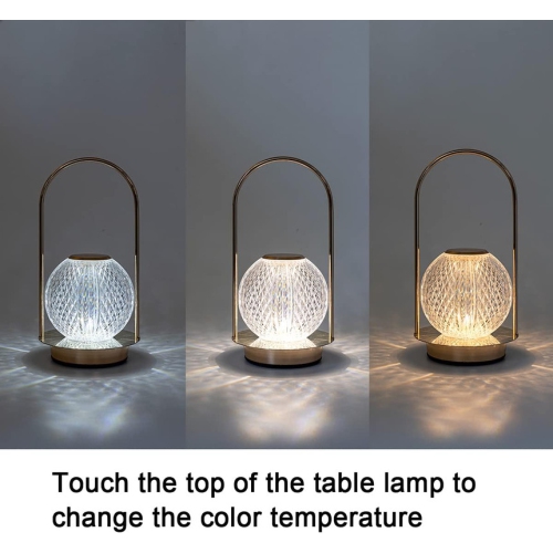 Cordless Lamp Crystal Battery Operated Lamp,Night Light for Livingroom, Bedroom,Kidsroom,Outdoor,Restaurant,Nightstand, Wireless Rechargeable Dimmable