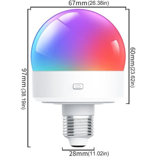 Rechargeable Light Bulb with Remote,E26 Smart RGB Color Changing Bulb,Cordless E26 LED Battery Powered Light Bulb for Non-Hardwired Lamps,3 Color