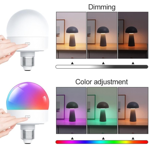 Rechargeable Light Bulb with Remote,E26 Smart RGB Color Changing Bulb,Cordless E26 LED Battery Powered Light Bulb for Non-Hardwired Lamps,3 Color