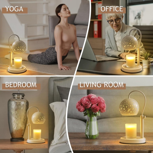 Candle Warmer Lamp with Timer, Candle Lamp Warmer House Warming Gifts New Home, Electric Candle Warmer with 2 Bulbs, Candle Wax Warmer for Jar