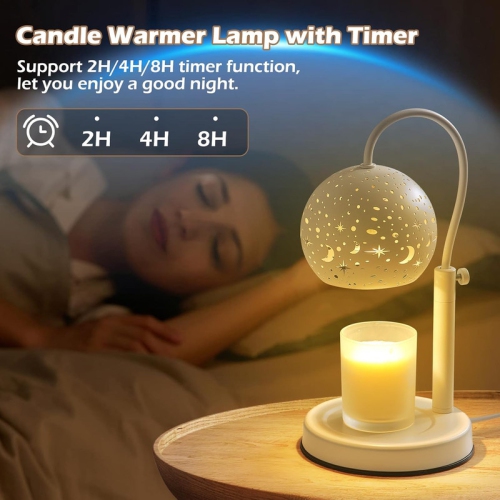 Candle Warmer Lamp with Timer, Candle Lamp Warmer House Warming Gifts New Home, Electric Candle Warmer with 2 Bulbs, Candle Wax Warmer for Jar