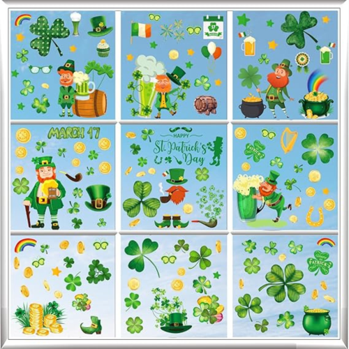 100 PCS Christmas Window Clings - Christmas Window Clings for Glass Windows,Christmas Elf Faces Window Stickers with Snowflake,Double Sided Static