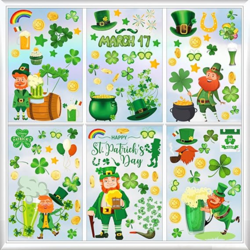 100 PCS Christmas Window Clings - Christmas Window Clings for Glass Windows,Christmas Elf Faces Window Stickers with Snowflake,Double Sided Static