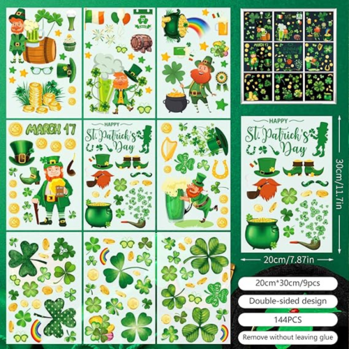 100 PCS Christmas Window Clings - Christmas Window Clings for Glass Windows,Christmas Elf Faces Window Stickers with Snowflake,Double Sided Static