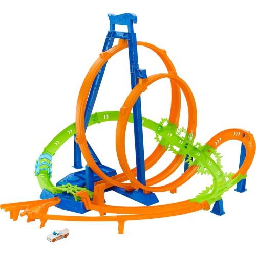 Hot Wheels Toy Car Track Set Action Epic Crash Dash with 1:64 Scale Car & 5 Crash Zones, Powered by Motorized Booster