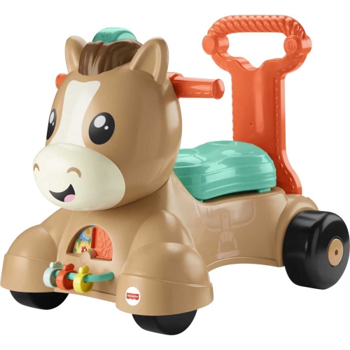 Fisher-Price Walk Bounce & Ride Pony English & French Edition, infant to toddler musical walker and ride-on toy