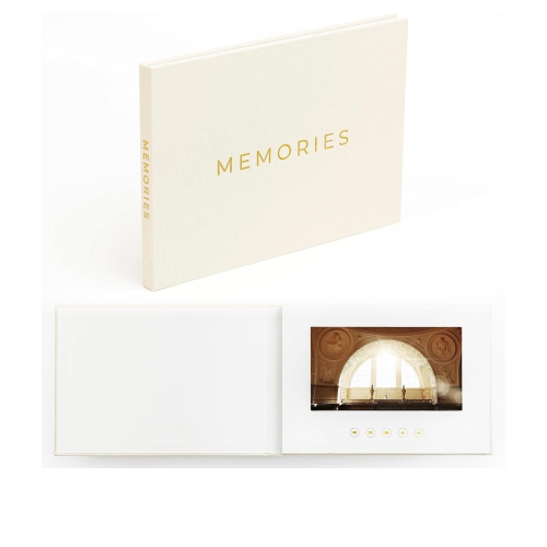 TUTT 7inch HD Digital Photo Album Video Book | 4GB Memory Portable Hardcover LCD Wedding Display Frame | Video Brochure | Memories | Linen-Bound |
