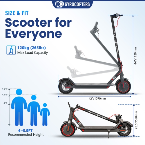 Gyrocopters J30 Electric Scooter for Adults & Teens | Escooter with App | UL2272 Certified | 31km/h Speed, 30 km Range 350W Motor | LED Display