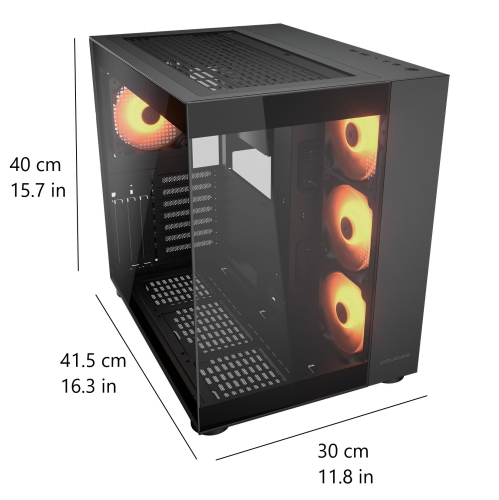 Cougar FV150 RGB Mid Tower ATX Computer Case, Tempered Glass Side Panel, 4 x 120mm ARGB Fans Pre-Installed, Black