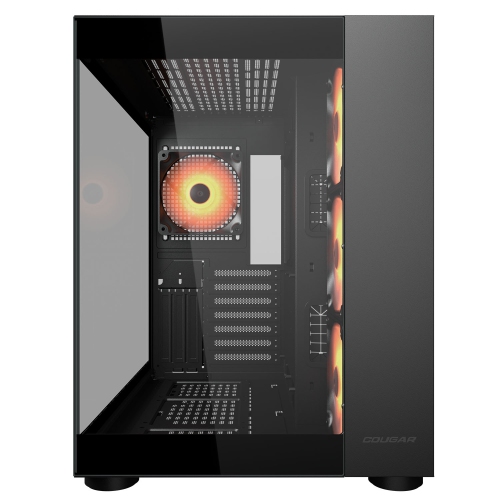 Cougar FV150 RGB Mid Tower ATX Computer Case, Tempered Glass Side Panel, 4 x 120mm ARGB Fans Pre-Installed, Black
